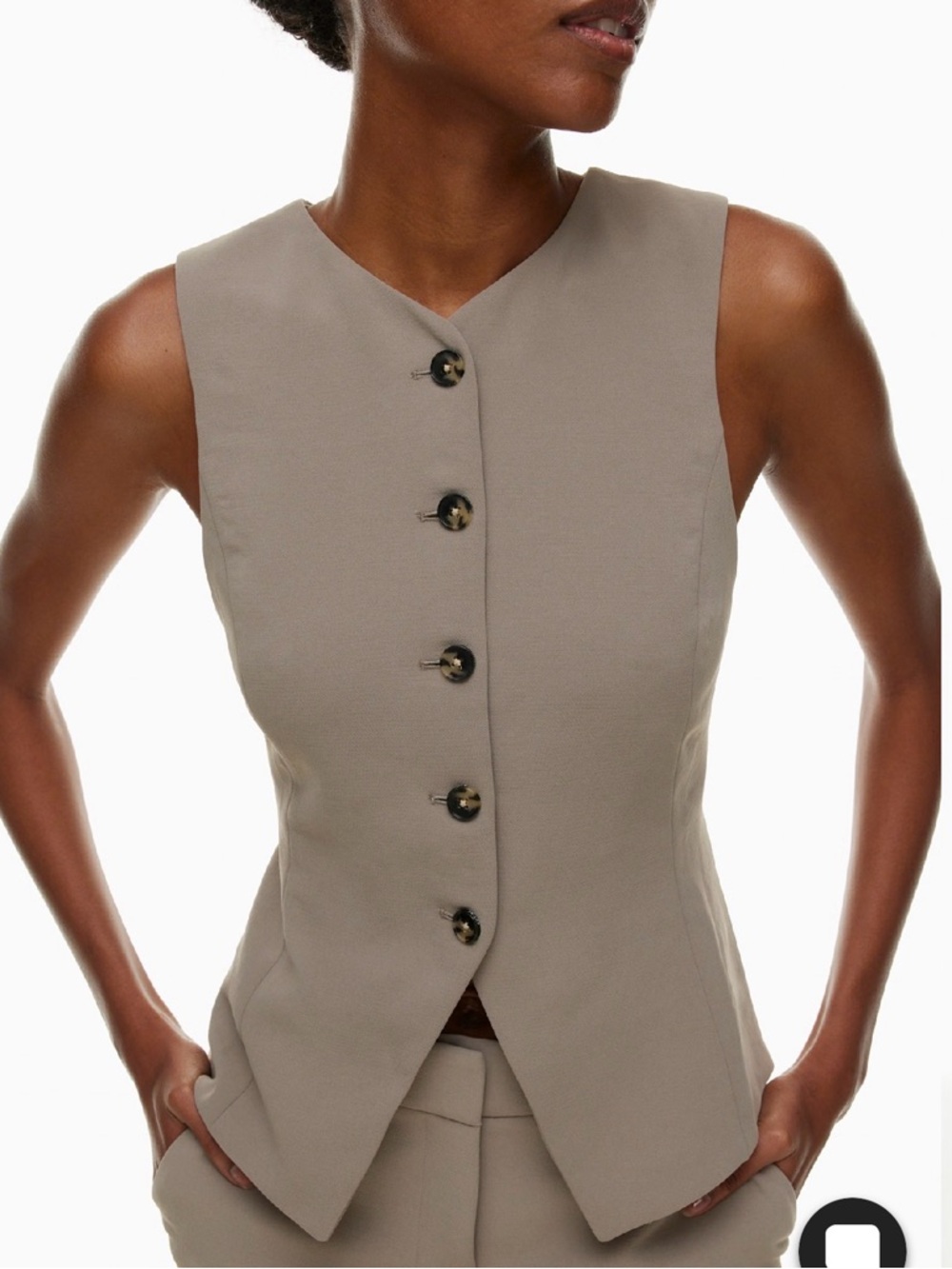 Aritzia Sleeveless Button Vest in Taupe